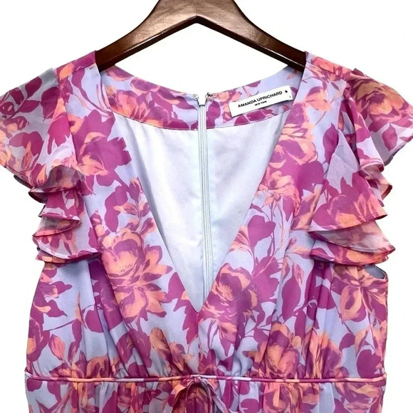 AMANDA UPRICHARD Dede Top Blouse Floral Ruffle Colorful Midsummer Coastal Size S - Picture 7 of 12